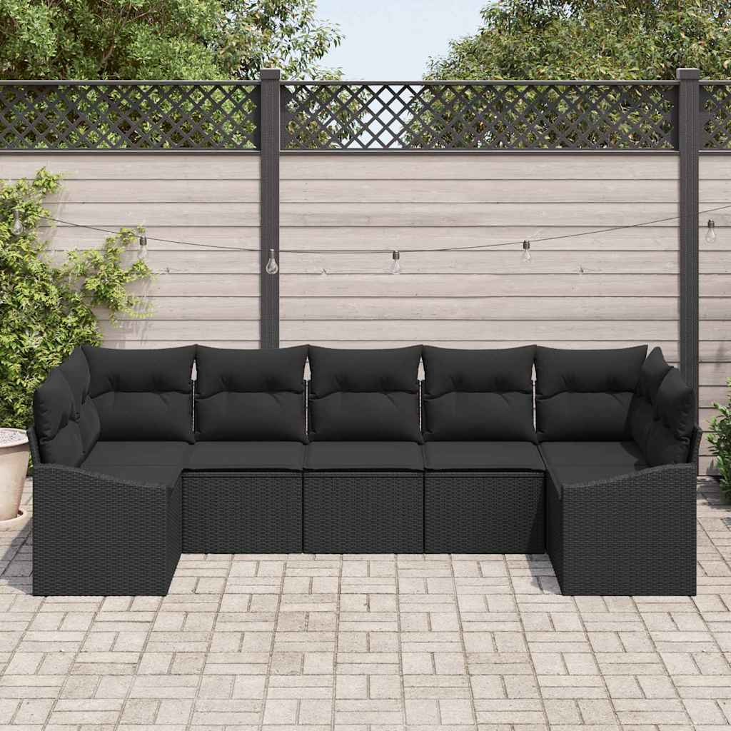 Garten Essgruppe mit Kissen mit Speicher 7 pcs Schwarz